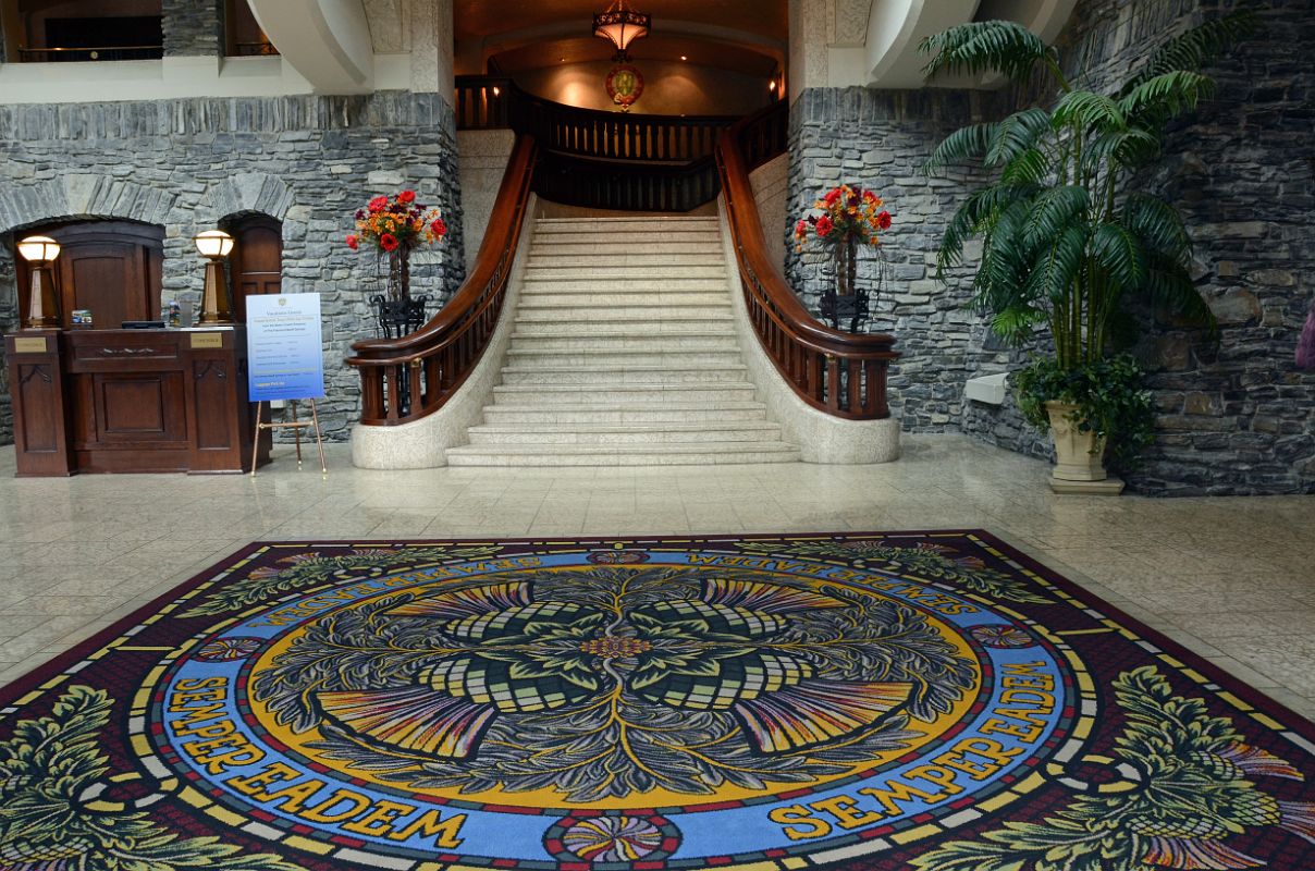 22 Banff Springs Hotel Entrance Reception Lobby With Grand Staircase Leading Up To Mezzanine Level 1